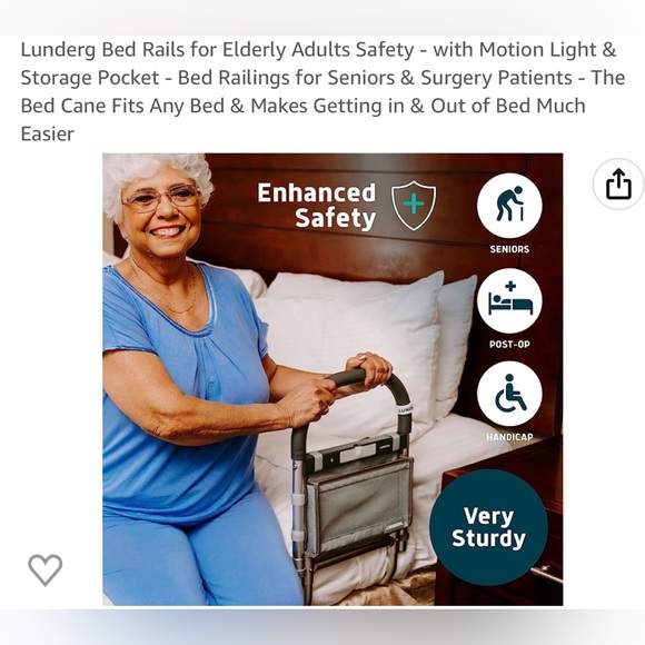 Lunderg Bedding Lunderg Bed Assist Rail With Led Motion Light And